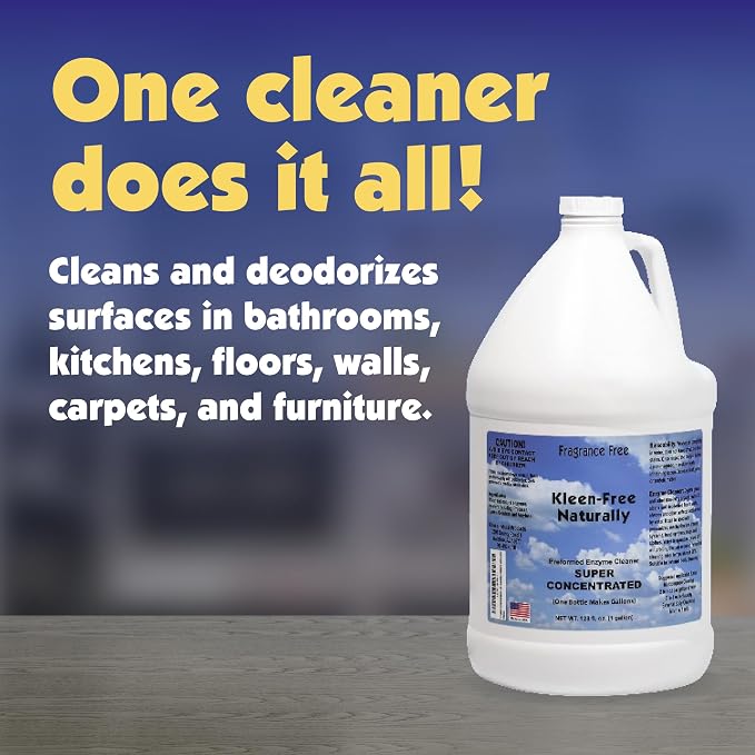 Naturally Enzyme Cleaner, Enzyme Solution, and Multi-Purpose Cleaner, Laundry Additive and More -Unscented -128oz