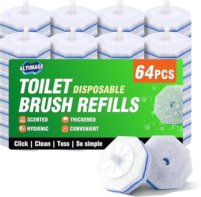 64 Count Toilet Wand Refills for Clorox Toilet Wand,5X Cleaning Power, Extra Thick, Fresh Fragrance,Compatible with Most Toilet Brushes