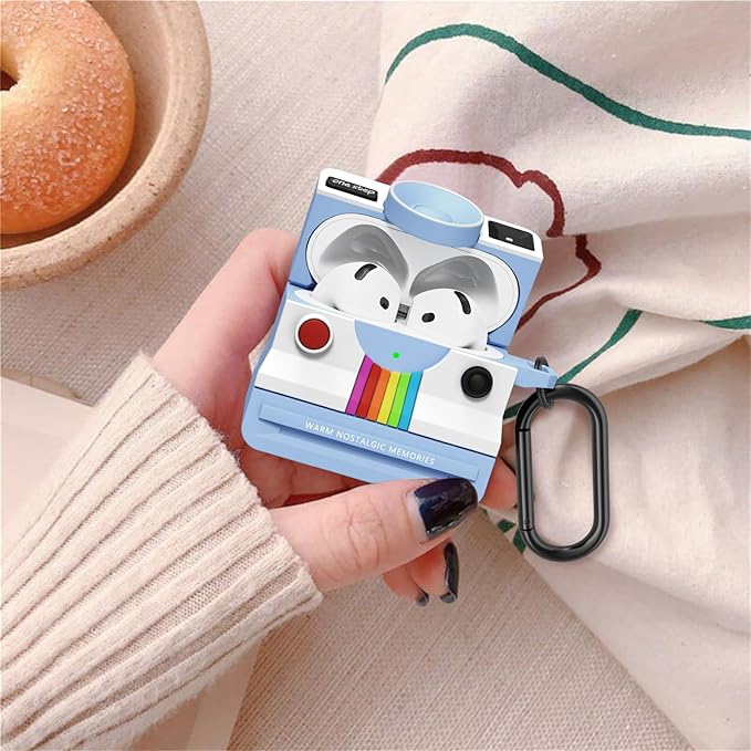 Retro Cases for AirPods 4 Case 2024 with Cleaner Kit - VISOOM Cute Fancy Protective AirPods 4th Gen Cases Cover Men Women Unique Polaroid Soft Cover for Apple AirPod iPods 4 Wireless Charging Case