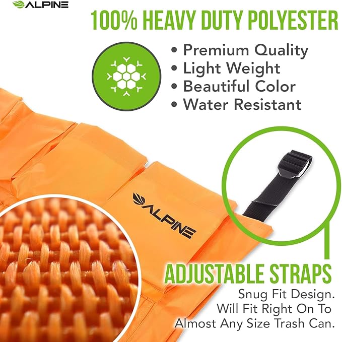 Alpine Trash Can Caddy Bag 2 Pack - 12 Pockets Commercial Cleaning Caddy Bag for Brute & All Industrial Trash Cans & Garbage Bins - Heavy Duty Washing Machine Friendly Trash Can Caddy Bag with Straps