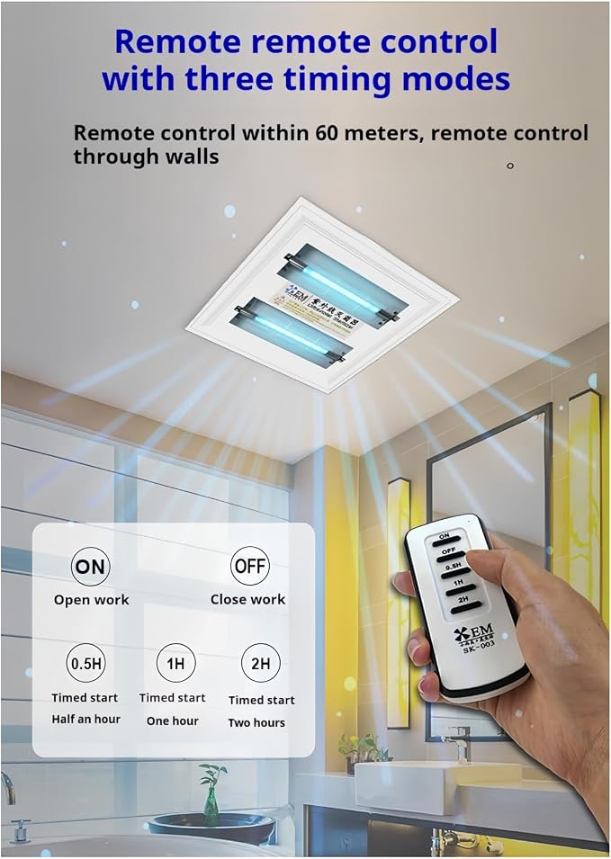 12W UV Light Sanitizer, Ultraviolet Lamp with Remote Control Portable Ultraviolet Light Sanitizer UVC Home Disinfection Device for Home, Room & Kitchen, Ultraviolet Light with 3 Speed Timings