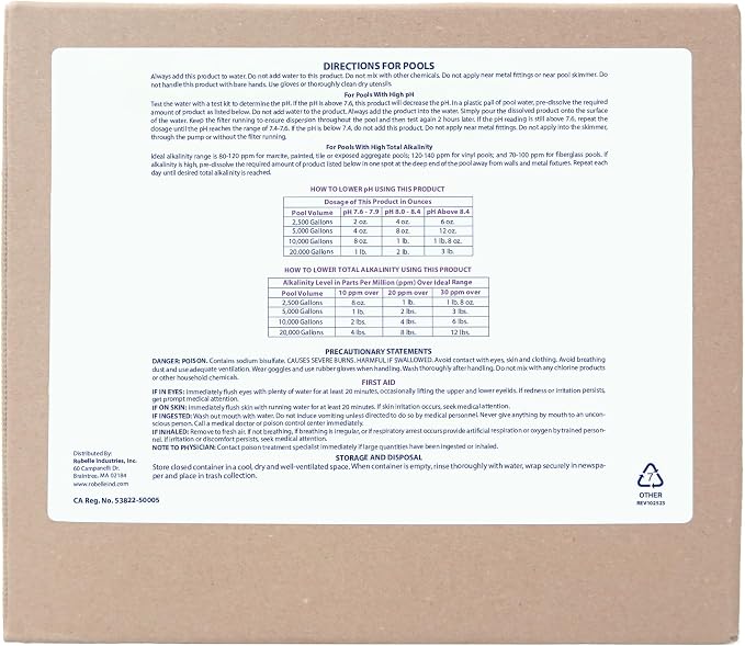Robelle 48-Pounds Premium pH Down for Pools, Concentrated Sodium Bisulfate, Made in USA