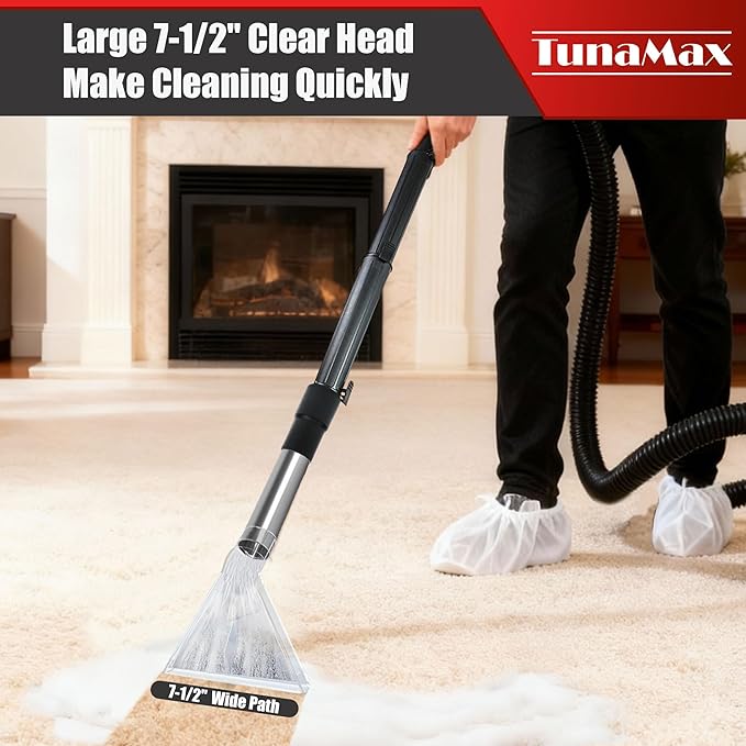 TunaMax Universal Work with All Shop Vacs Clear Extractor Attachment with 1-1/4" & 1-7/8" & 2-1/2" Adapters for Upholstery & Carpet Cleaning & Auto Detailing, Wet/dry Vacuum Extraction Accessory