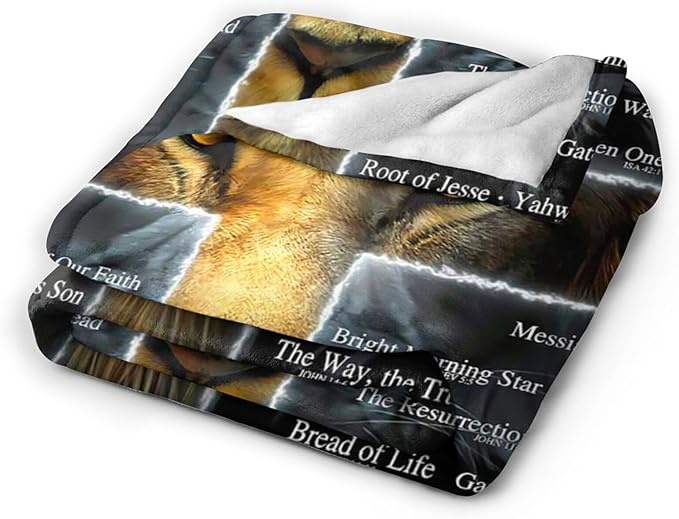 Tijuboni Christian Lion Throw Blanket Religious Gifts for Women Men Girls Boys Kids Adults Soft Flannel Fleece Blanket for Couch Sofa Bed Home Decor 50"x60"