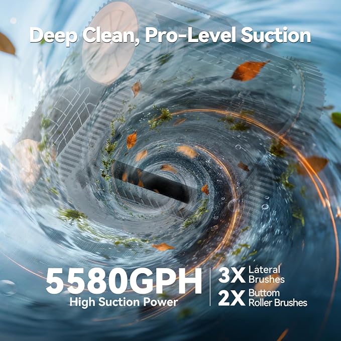 Ultra Nebula Cordless Pool Vacuum Robot, with 5580 GPH Suction, 180 Mins Runtime, Floor & Wall Cleaning, Smart Navigation, Pool Cleaner for Inground and Above Ground Pools up to 3229 Sq.Ft