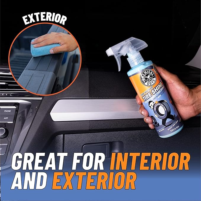 Chemical Guys TVD113 Tire Kicker Sprayable Extra Glossy Tire Shine (For Rubber, Vinyl & Plastic) Safe for Cars, Trucks, Motorcycles, RVs & More, 128 fl oz + ACC151 Heavy Duty Spray Bottle, 16 oz.