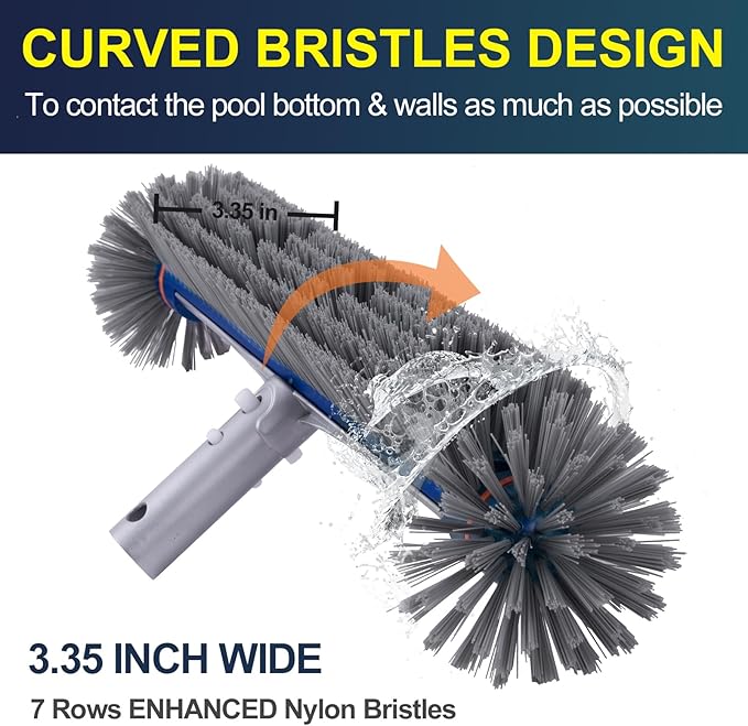 POOLAZA 17.5" Round Ends Pool Brush & Durable Fine Mesh Pool Net Skimmer