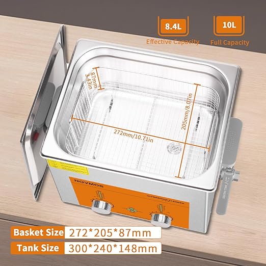 Ultrasonic Cleaner,10L 240W Industrial Sonic Cleaner with Encoded Control, Ultrasonic Engines Cleaner for Gun,Carburetors,Parts,Chain Cleaning (Including Baskets)