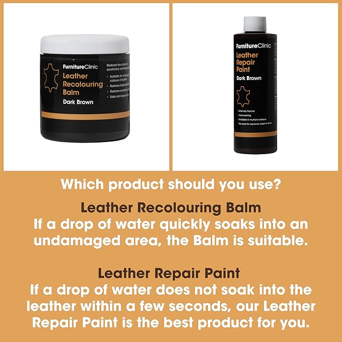 Furniture Clinic Leather Complete Restoration Kit | with Leather Recoloring Balm, Cleaner, 2-in-1 Protection Cream & Conditioner, Sponge, and Cloth | Repair Kit for Furniture (Dark Brown)