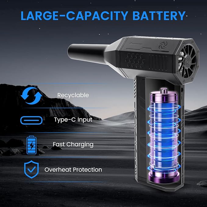 12000mAh Camping Lights 2Pack, Compressed Air Duster, 3-Gear Electric Air Duster Rechargeable
