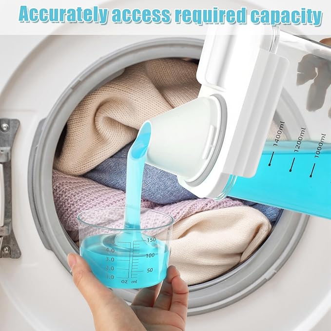 4 Pack Laundry Detergent Dispenser 61oz Plastic Liquid Detergent Dispenser with Label Powder Container & Scent Booster Beads Dispenser Fabric Softener Holder for Laundry Room Organization,Clear