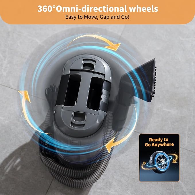 Miniboo Carpet Cleaner, Compact & Powerful Upholstery Cleaner Machine,Portable Spot with 360°Wheels, 1.3-inch Deep Stain Small Rug Cleaner for Car, Stairs, Couches. Black