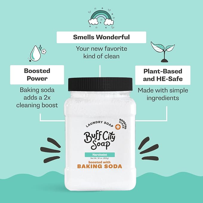 Buff City Soap - Powder Laundry Soap Plus - Made With Simple, Plant-Based Ingredients & Boosted With Baking Soda - Vanilla, Lavender, Smoke, & Cedar Scented Laundry Detergent Powder - Commando