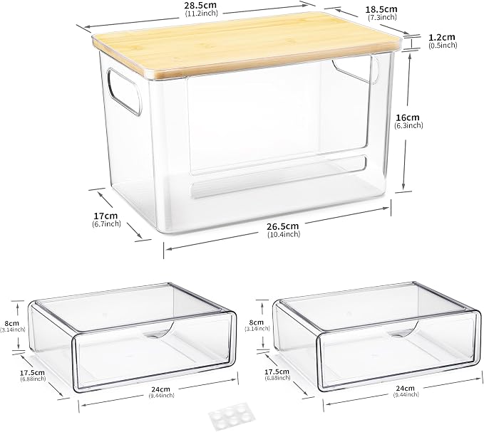 3Pcs Extra Large Laundry Room Organization and Storage, Stackable Storage Drawers, Trash Bag Holder Under Sink, Garbage Bag Dispenser Roll Holder for Vanity, Bathroom,Cabinet,Desk Organization