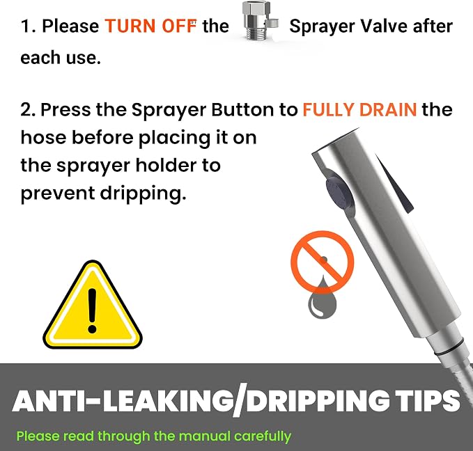 RV Bidet Sprayer, RV Handheld Bidet with Water Hose & RV Fitting, Wall-Mount Toilet Sprayer for Motorhomes, Fifth Wheels, Trailers & Campers Toilet (Brushed)