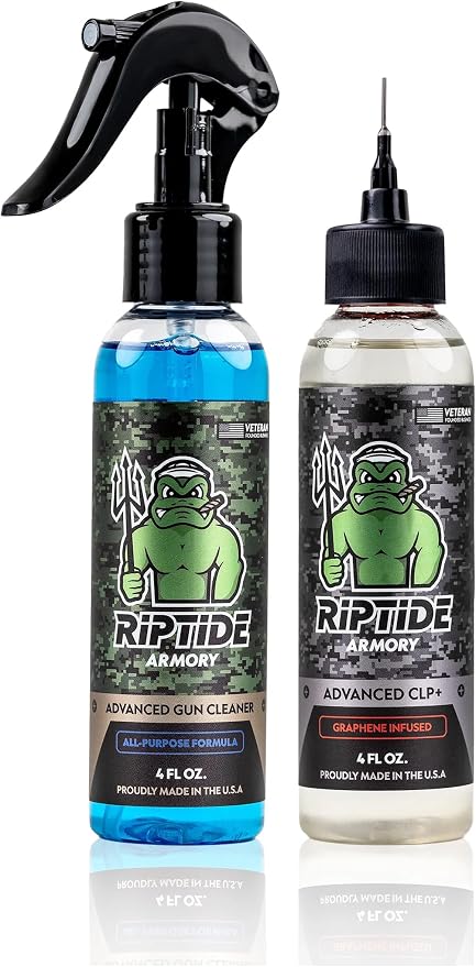 Riptide Armory Advanced Gun Cleaner & CLP+ Graphene 2 Step Kit - Clean, Lube, Protect Long-Lasting Formula - Nano Coat Technology - Veteran Founded & Formulated by Former US Navy Seal