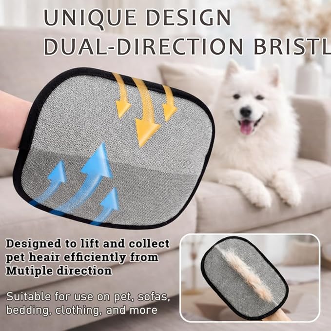Magic Brush Pet Hair Removal & Mini Remover Tool – Newly Upgraded Reusable Electrostatic Pet Hair Remover Glove for Clothing, Couch, Bed, Carpet & Car Seat (2pcs-Black)