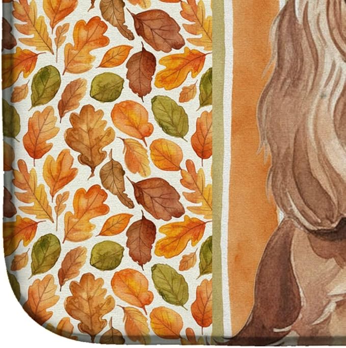 Caroline's Treasures Ruby Cavalier Spaniel Heirloom Fall Dish Drying Mat Absorbent Dish Drying Mat Pad for Kitchen Counter Dish Drainer Mat for Countertop, 14 x 21", Multicolor