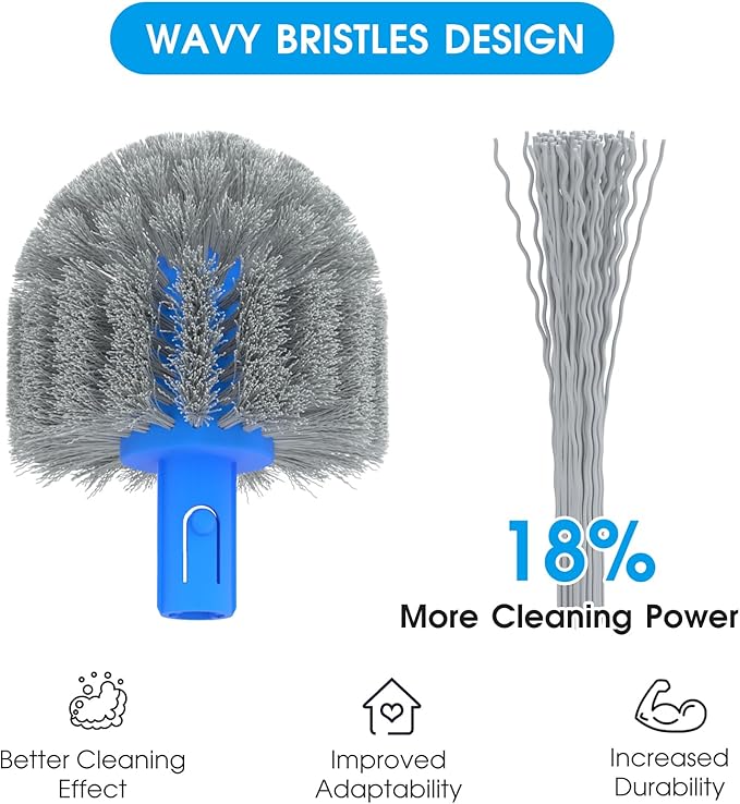 TidyMister 20'' 2-in-1 Heavy Duty Round Pool Brush with Fine Mesh Skimmer Net and 6 FT Poles