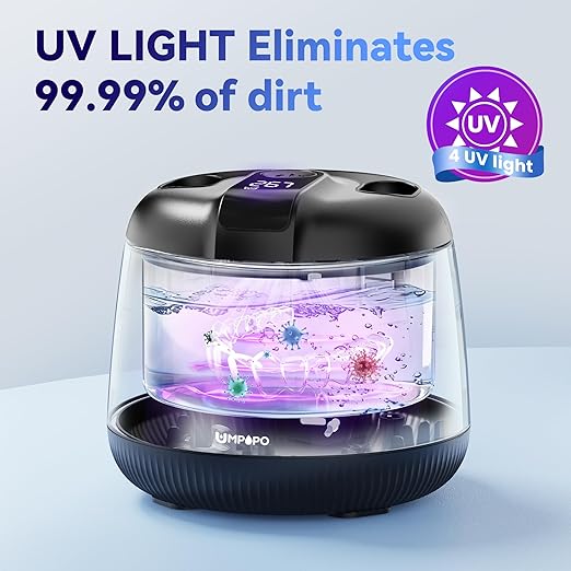 Ultrasonic Retainer Cleaner Machine 48kHz, Dental Cleaning Pod, Ultrasonic Retainer Cleaner for Dentures, Aligners, Mouth Guards, Toothbrush Heads and Jewelry with 200ML Capacity, LAB Supply