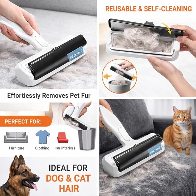 Pet Hair Remover, Reusable Lint Roller for Cat & Dog Hair, Carpet Rake for Pet Hair Removal, Cat Hair Remover Furniture, Dog Hair Remover for Car, Couch, Rugs & Bedding