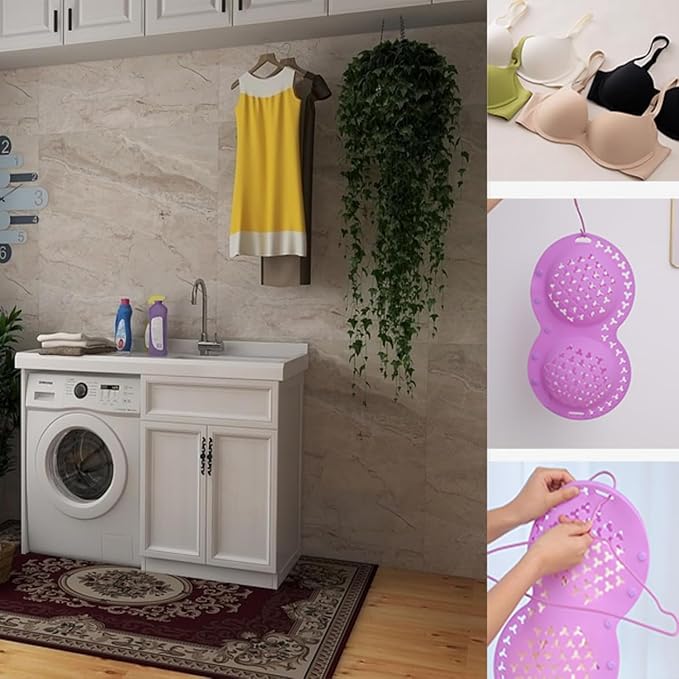 Silicone Bra Washing Bags for Laundry,Delicates Mesh Laundry Bags, Suitable for all Cup Sizes bra,Sports Bras, Swimsuits, Socks & Silk protector,Anti Deformation Lingerie Bag for Machine (purple 2pc)
