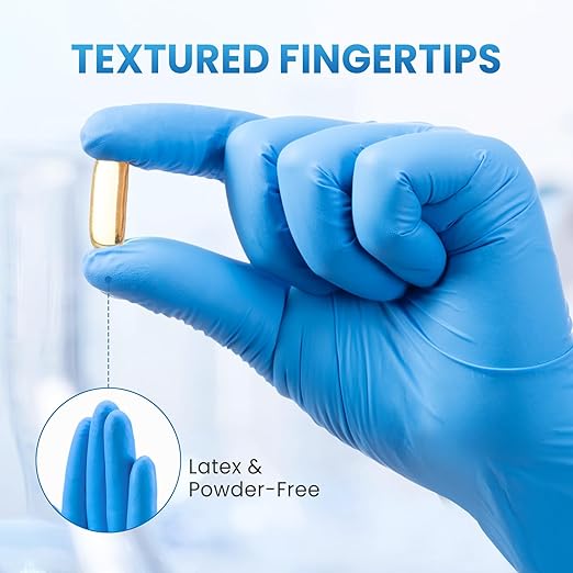 Borje Nitrile Exam Gloves Large, 100 Count Disposable Gloves, Blue, Latex-Free Powder-Free, Food Safe, Cooking, Cleaning