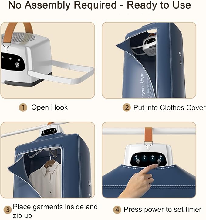 Portable Clothes Dryer, Mini Compact Dryer, Upgraded Fast-Drying Machine with Adjustable Timer & Wrinkle-Reducing Heat, for Travel, Apartment, Families, RV