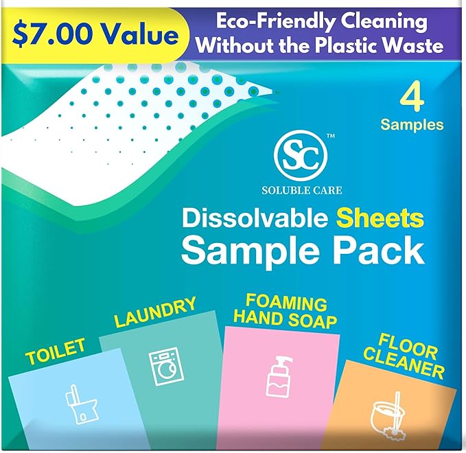 Foaming Hand Soap Dissolvable Sheets + Free 4-Sheet Bonus Pack (Sustainable, Earth-Friendly Cleaning Solution) - Coconut Scent