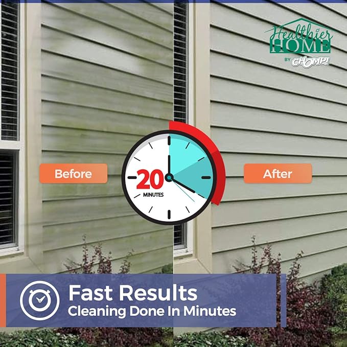 CHOMP! World’s Best Gutter Cleaner: Ultimate Gutter Cleaning Solution for All Types of Rain Gutters, Siding and Metal Trim - Instantly Clean Black Streaks, Filth, Dirt - 32 oz