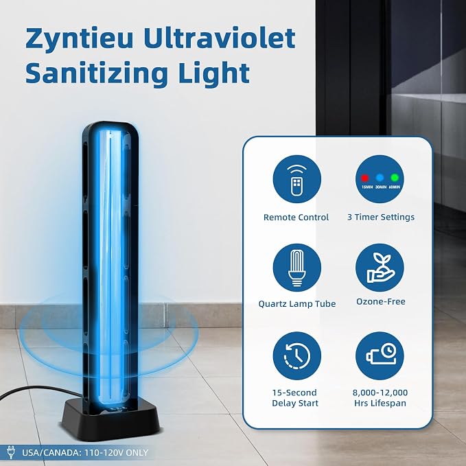69W UV Light Sanitizer with Remote Control and 3 Timers – Home Disinfection Device 99.99% Cleaned of Germs, Viruses, Mold and Dust Mites – Whole Room Disinfection Lamp for Home and Office