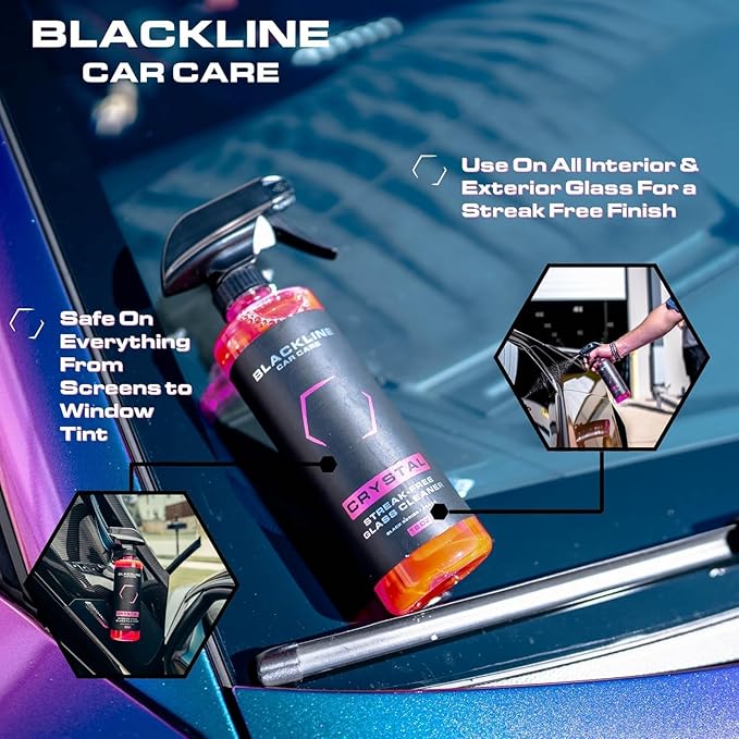 Blackline Best Glass Cleaner - Works on Glass, Windows, Mirrors & Navigation Screens. Tint Safe Window Cleaner for Car