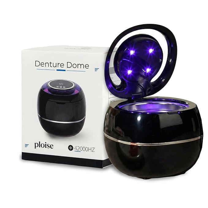 Ploise Denture Dome – Ultrasonic Retainer Cleaner Machine with UV-C | Night Guard Cleaner, Mouth Guard Cleaner, Denture Cleaner & Aligner Cleaner | 42000Hz for Retainers & Dental Care
