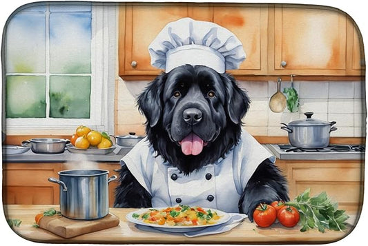 Caroline's Treasures DAC6288DDM Newfoundland The Chef Dish Drying Mat Absorbent Dish Drying Mat Pad for Kitchen Counter Dish Drainer Mat for Countertop, 14 x 21", Multicolor
