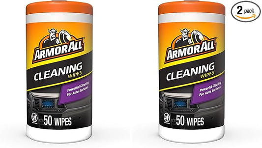 Armor All Car Cleaning Wipes, Wipes for Car Interior and Car Exterior, 50 Wipes Each (Pack of 2)