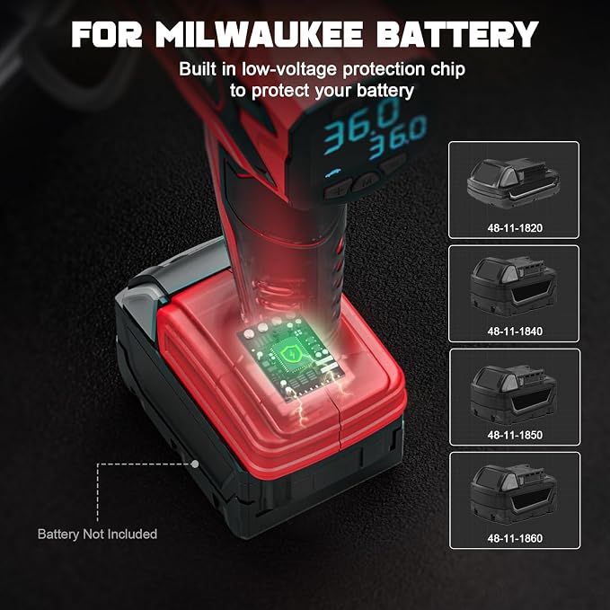 LIVOWALNY Tire Inflator Air Compressor Compatible with Milwaukee 18V Battery, 160PSI Cordless Portable Electric Air Pump with Digital Pressure Gauge for Car Motorcycles Bike Ball Auto (Tool Only)