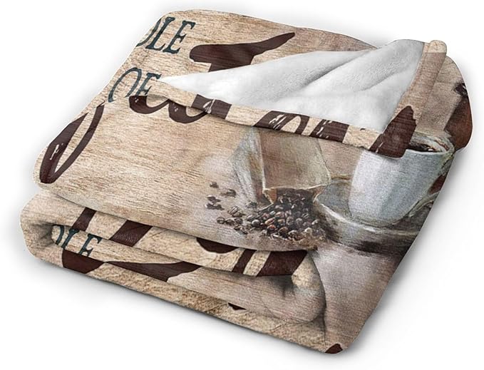 Tijuboni Christian Coffee Throw Blanket Religious Faith Gifts for Women Men Girls Boys Kids Adults Soft Flannel Fleece Blanket for Couch Sofa Bed Home Decor 50"x60"