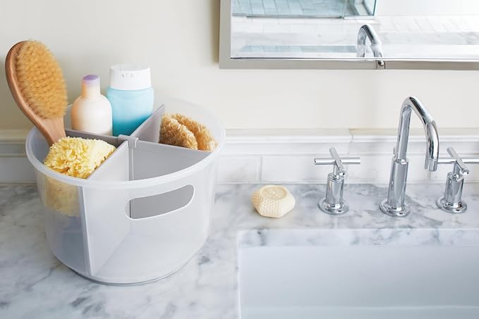 madesmart Deep Turntable, Under Cabinet Storage, for Cleaning Supplies, Undersink Storage, Sponges, Shampoos, Soaps, Toiletries, Dorm Laundry Kitchen Bottles & Bath, White