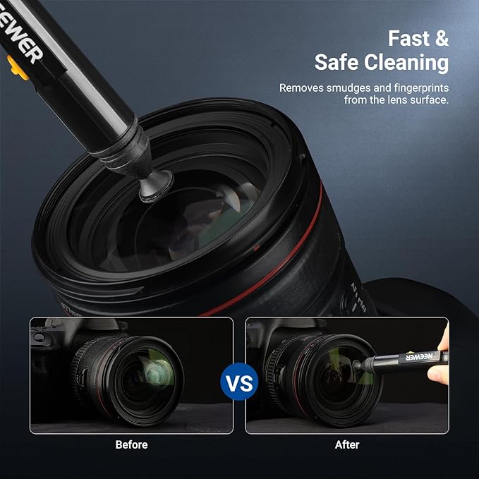 NEEWER 2 in 1 Camera Lens Cleaning Accessories Kit for Electronics, Phones, Tablets, Laptops, 1x Double Head Lens Brush Pen + 1x Cleaning Cloth, HM-51