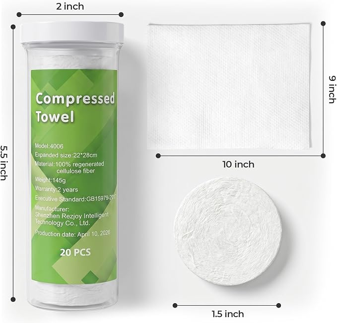 180 Pcs Compressed Face Towel Refills (9 Tubes) for Hot Towel Dispenser, Disposable Bamboo Refill Pucks for Smart Hot Face Towel Heater Machine, Daily Skincare Bathroom Spa