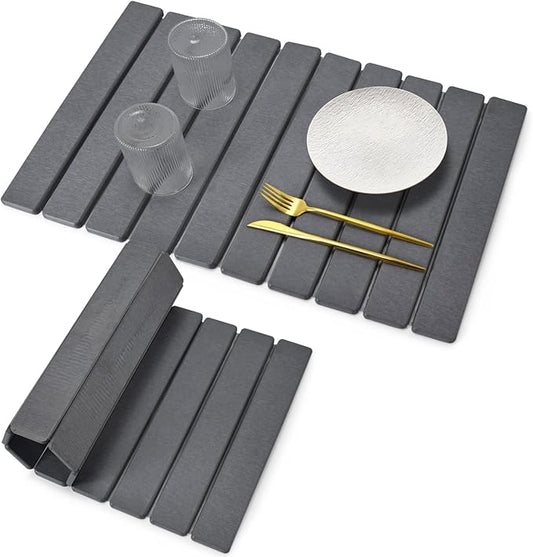 Large Stone Dish Drying Mats for Kitchen Counter, 24"(L)×16"(W) Collapsible Quick Dry Dish Drying Mat, Eco-Friendly Absorbent Diatomaceous Earth Mat for Dishes Bottles Cups, Match Any Countertop