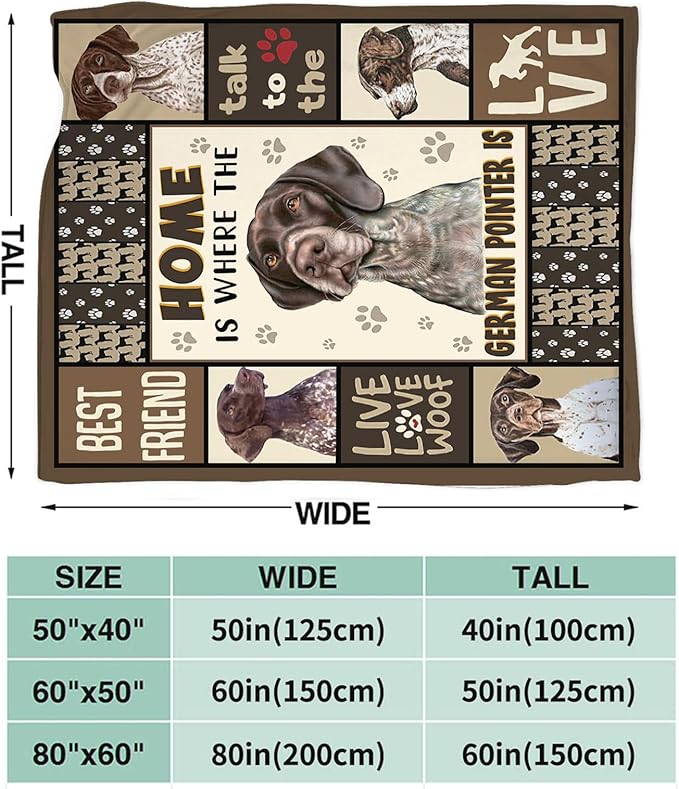 Tijuboni German Shorthaired Pointer Throw Blanket Dog Gifts for Girls Boys Women Men Kids Adults Soft Flannel Fleece Blanket for Couch Sofa Bed Home Decor 40"x50"
