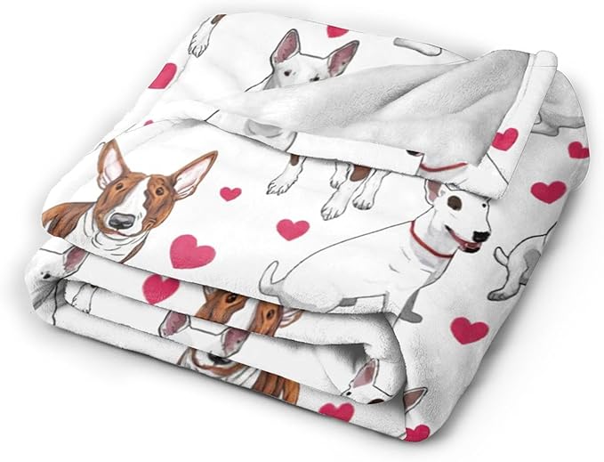Bull Terrier Gifts and Decor - Cute Dog Throw Blanket for Girls, Women, Kids, Adults - Soft Warm Cozy Fleece for Couch, Sofa, Bed 50"x40"
