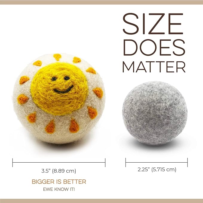 Fluff Ewes Premium Handmade New Zealand Reusable Wool Dryer Balls for Laundry, Baby, Anti-Static Alternative to Liquid Fabric Softener, Plastic Dryer Balls or Dryer Sheets, 18 Pack Bundle