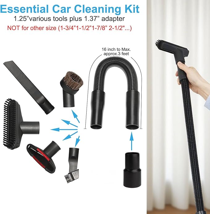 32mm (1 1/4") Vacuum Attachments for Shark NV350 NV360 NV531 NV356 NV357 UV440, Dryer Cleaning Brush, Horsehair Brush, Extension Hose, Adapter Kit