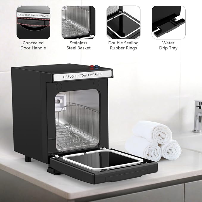 Hot Towel Warmer for Spa, Small Towel Warmer for Esthetician, Mini Towel Warmer for Facial Salon Beauty, Professional Towel Heater Towel Warmer Cabinet(5L-Black)