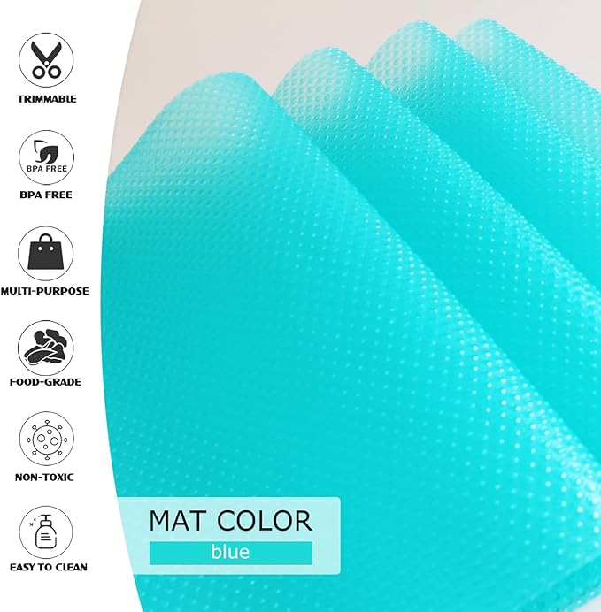 20Pcs Refrigerator Liners, Washable Fridge Liner Shelf Mats Refrigerator Pads for Cupboard Cabinet Drawer Home Kitchen Accessories Organization (Blue)