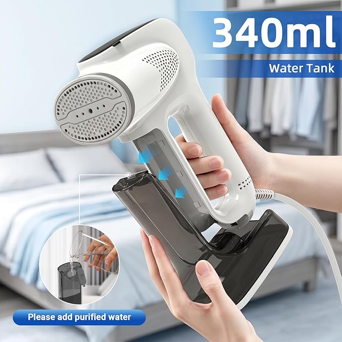 Vacuum Steamer for Clothes, YEJOUMO 3500Pa Strong Suction Garment Steamer 3 in 1 Handheld Travel Steamer & Iron Clothes, 25s Rapid Preheating, 340ML Large Water Tank