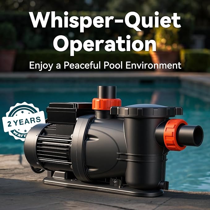 LEO 3HP In/Above Ground Pool Pump with Timer High Flow Powerful Self Priming Pool Pump, Single Speed 220V 7910GPH, Light Black