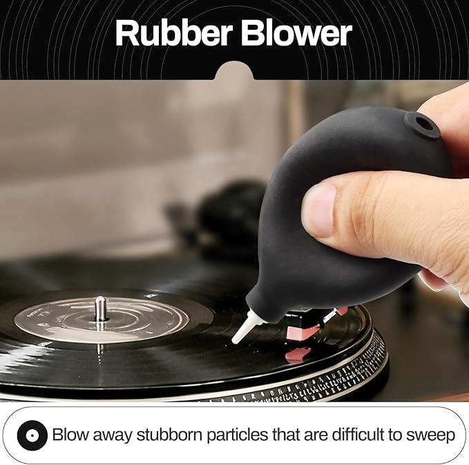 Vinyl Record Cleaning Kit Cleaner Player Cleaning Accessories Album Care Velvet Anti Static Carbon Fiber Stylus Brush Rubber Blower Record Mitts Storage Bag (7-in-1 Vinyl Record Cleaning Kit)